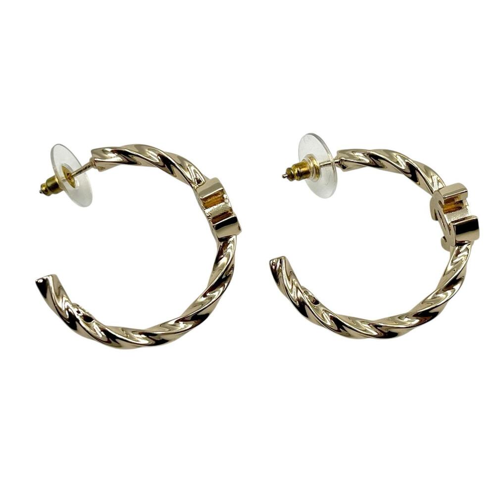 CHANEL Authentic Gold Logo Earrings - Picture 5 of 9